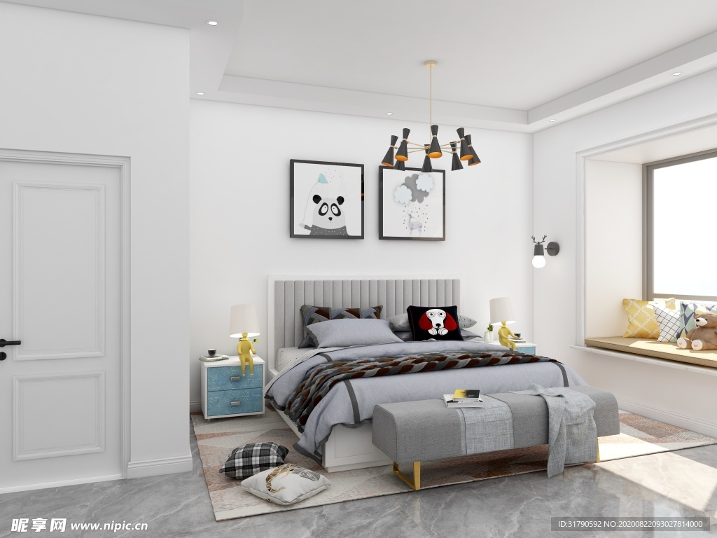 简约儿童房室内卧室图