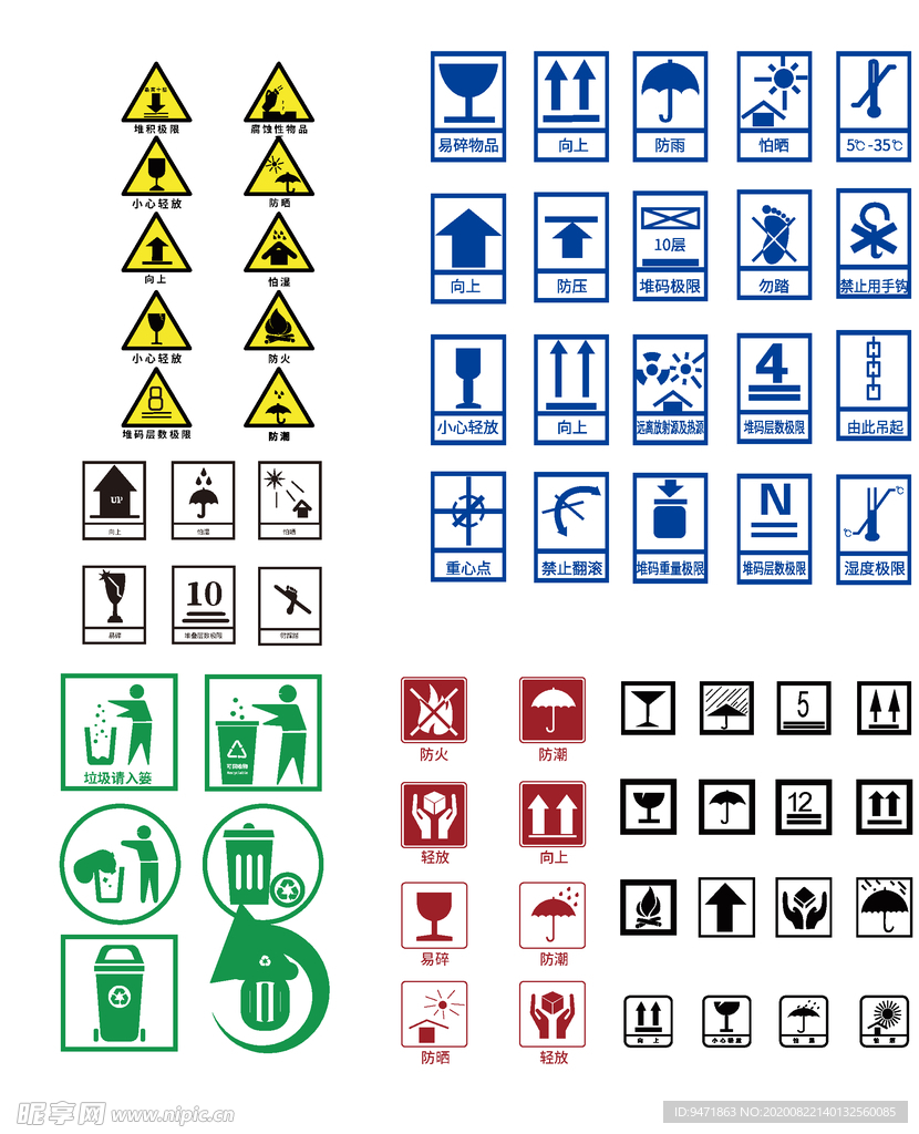 包装箱各类标识图标