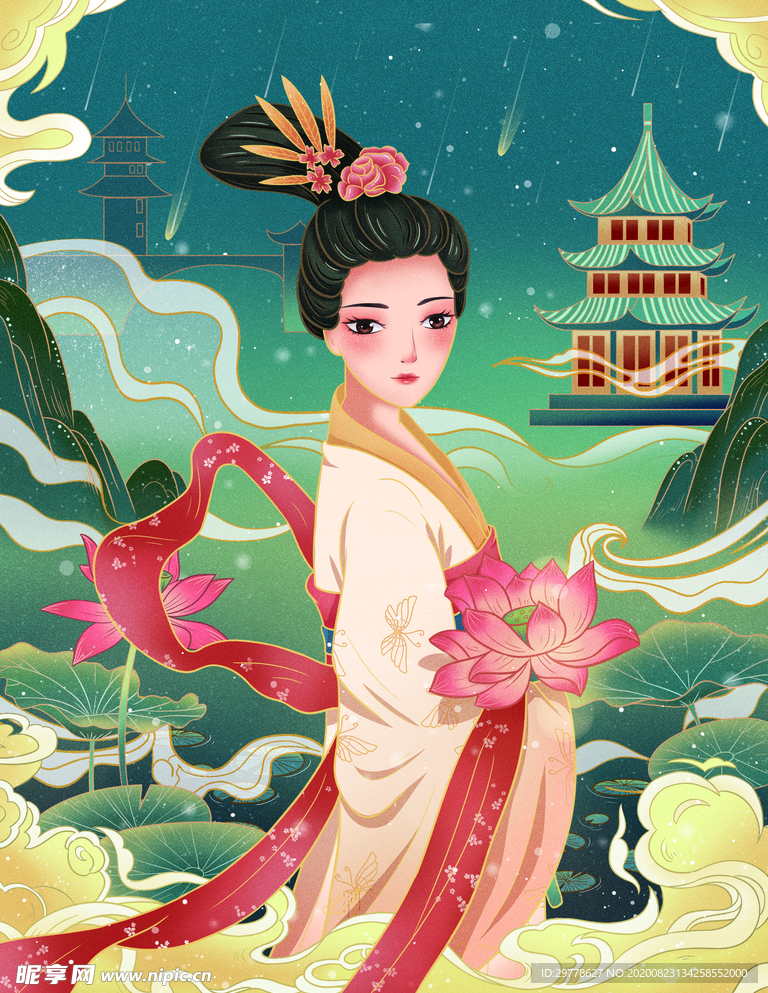 手绘 古风美女
