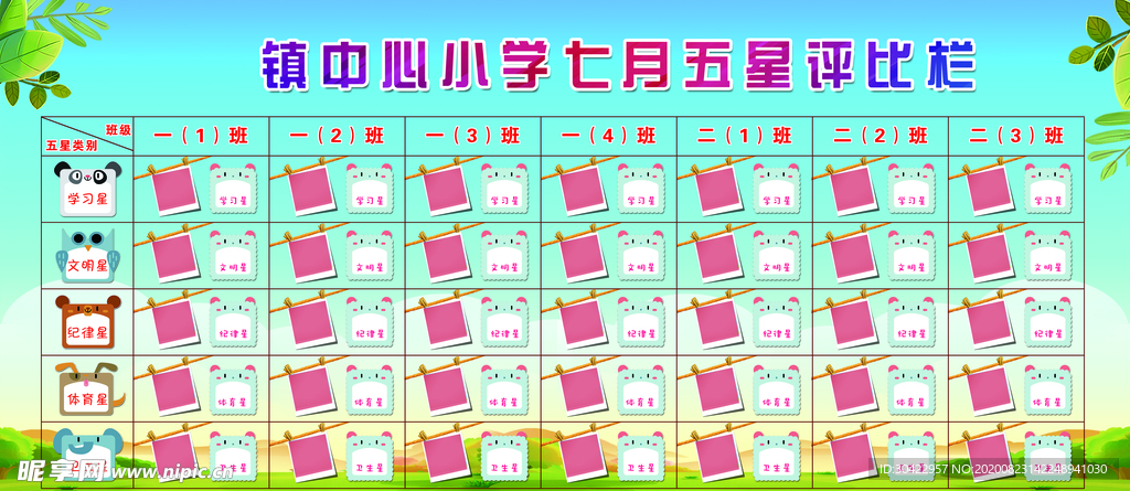 五星评比栏