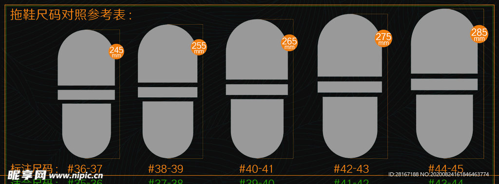 拖鞋尺码对照表