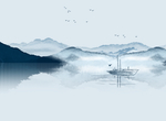 山水画水墨画背景墙