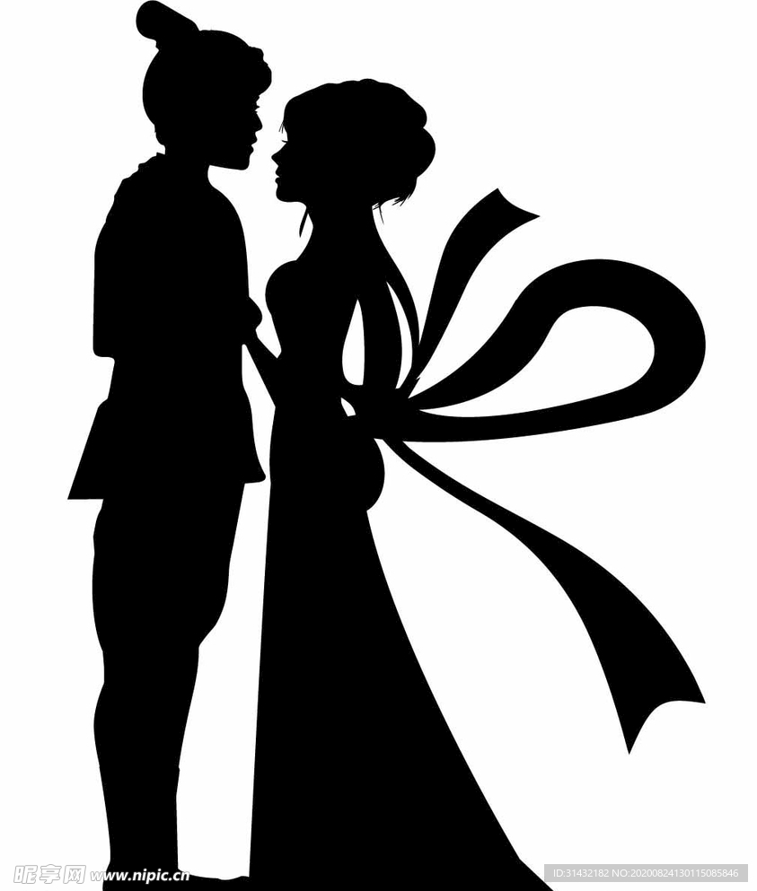 牛郎织女剪影图