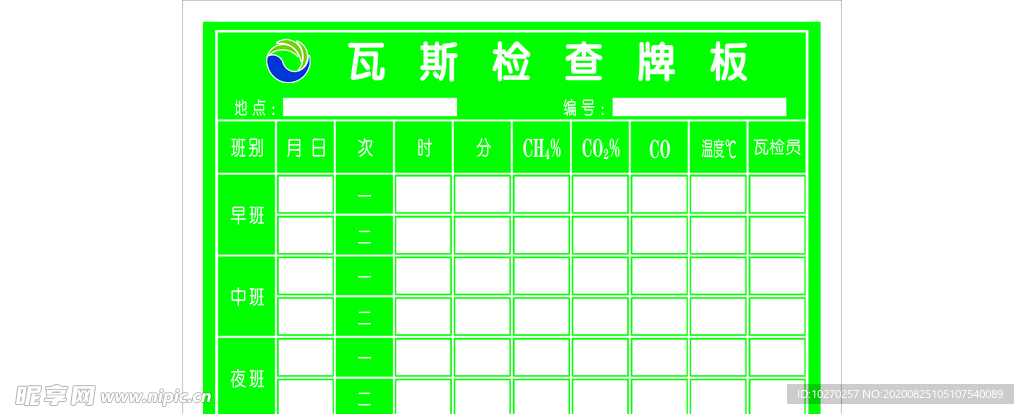 瓦斯检测 综合 牌板 早班 中