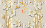 金色梅花仿瓷图