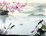 中式水墨山水背景