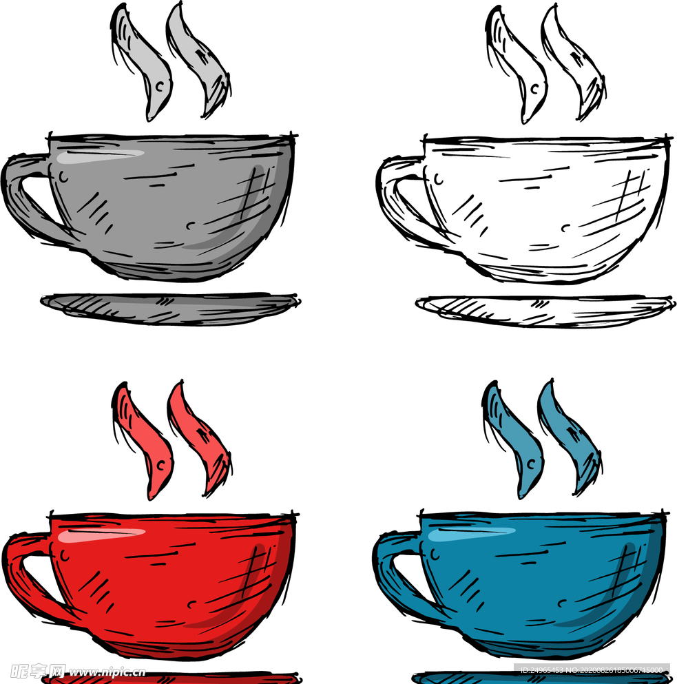 矢量咖啡杯漫画