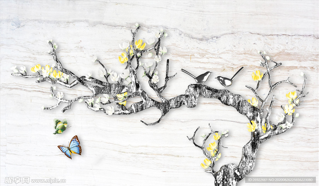 水墨画 梅花 背景墙