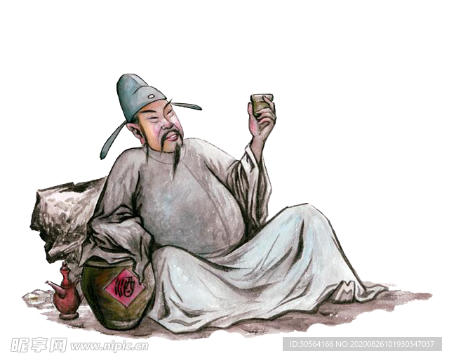 李白古风插画卡通海报素材