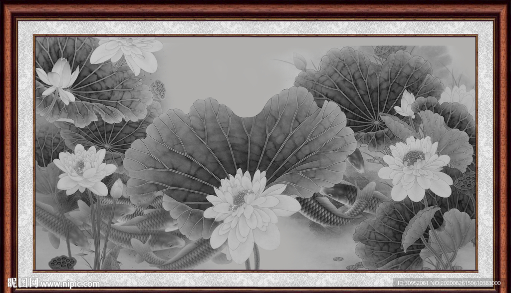 荷花国画