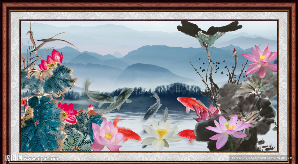 荷花国画