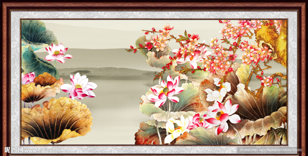 荷花国画