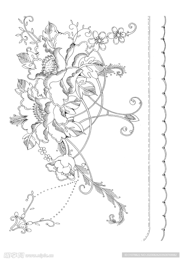 传统刺绣花纹线稿