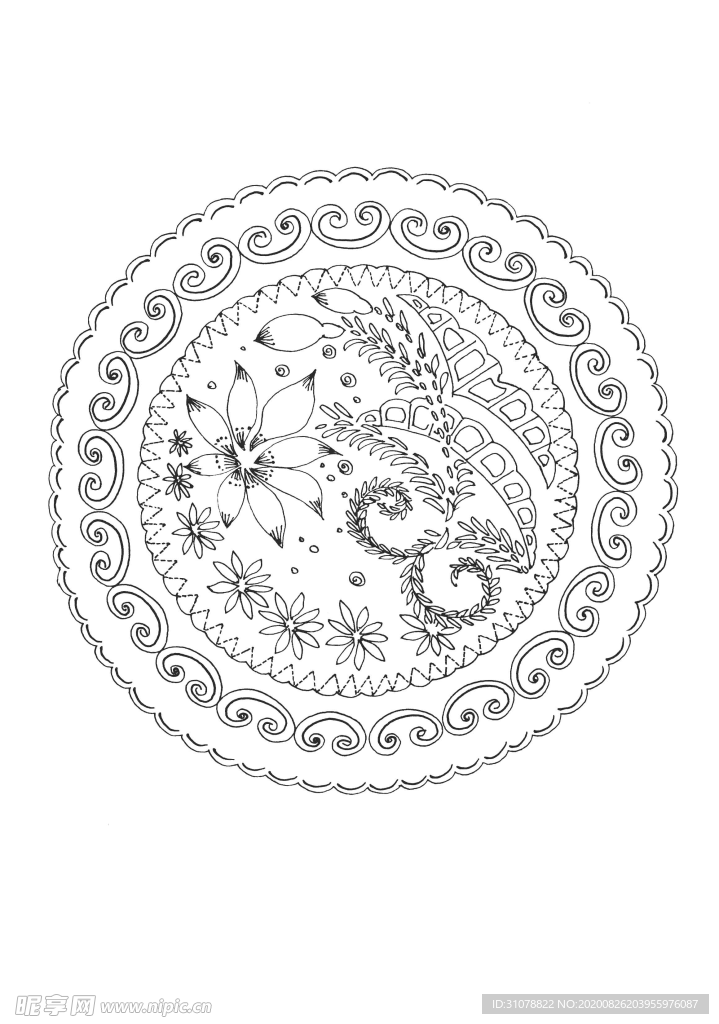 传统刺绣花纹线稿