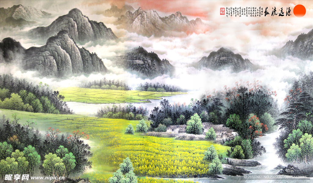 水墨山水 中式背景墙
