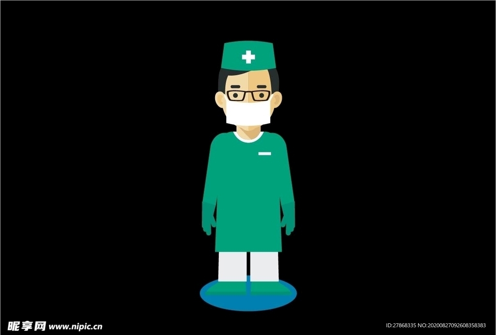卡通 医生 眼镜 护士 男护工
