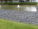 水池旁的灰色鹅卵石