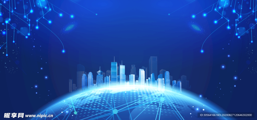 蓝色科技企业未来海报背景素材