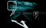 疑问暗色调马路宣传海报