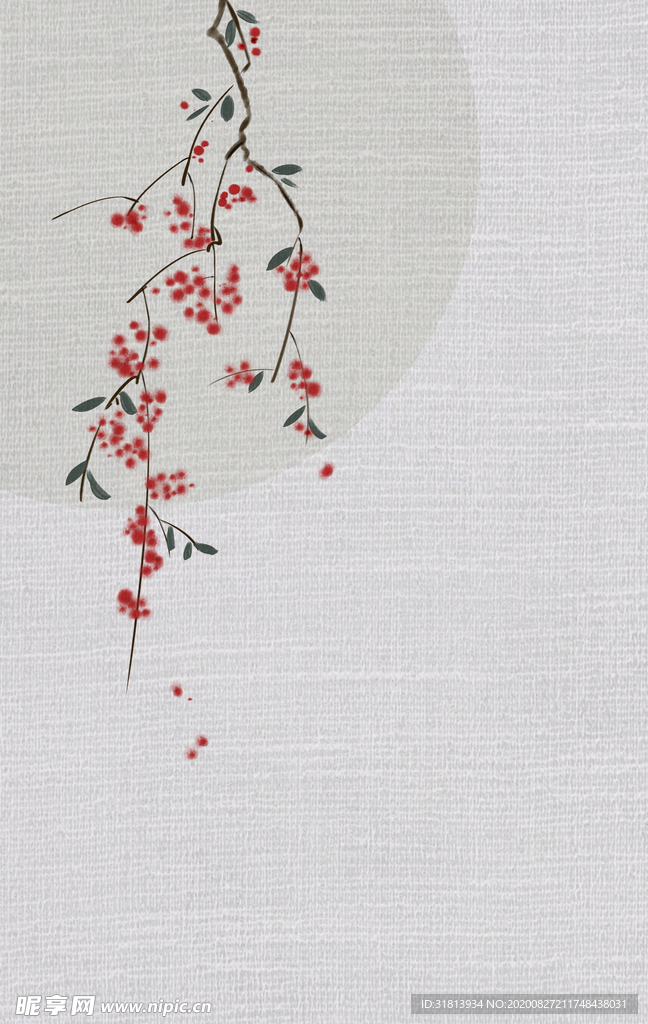 中国风水彩梅花背景