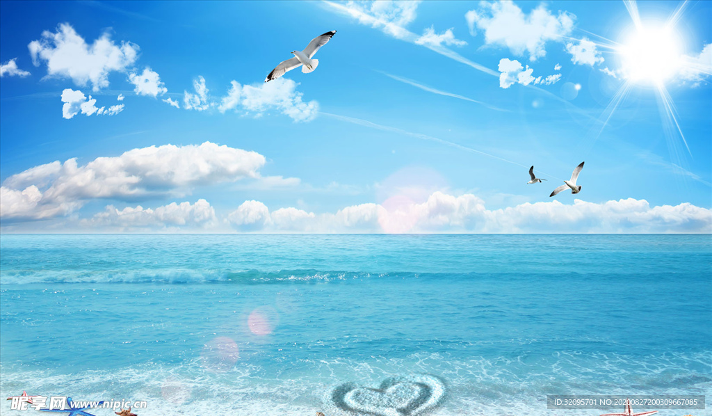 海边沙滩 欧式背景墙