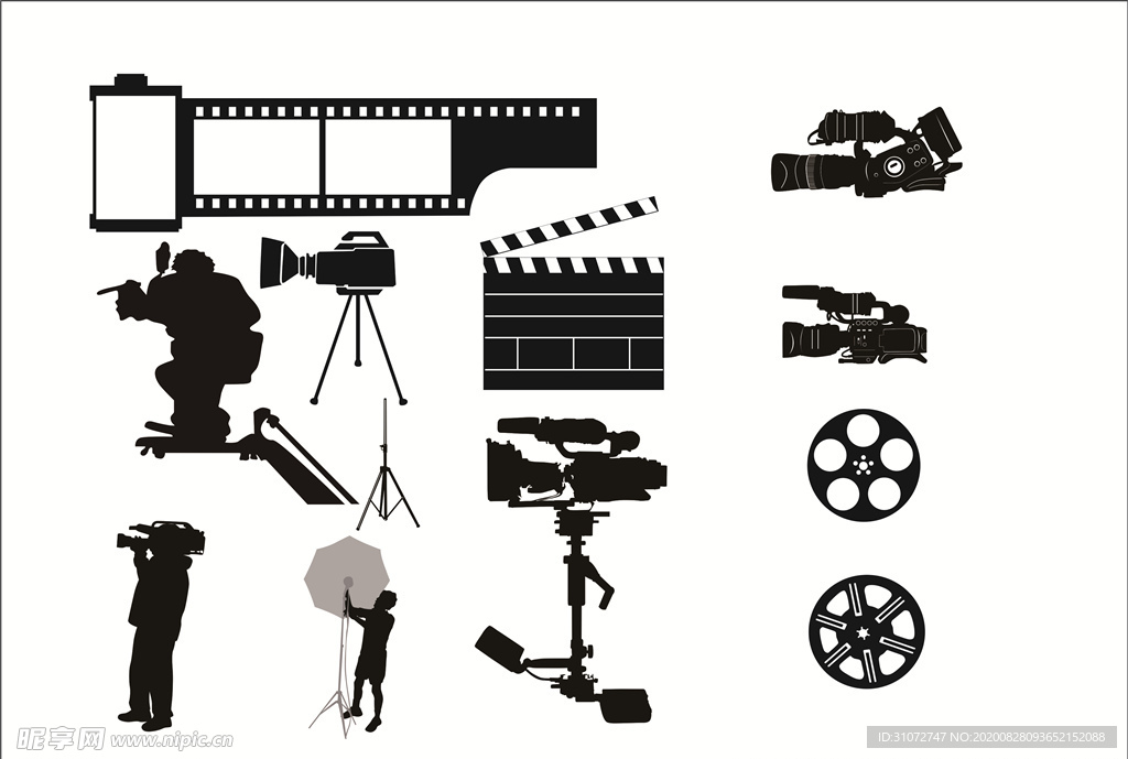 黑色拍电影素材剪影