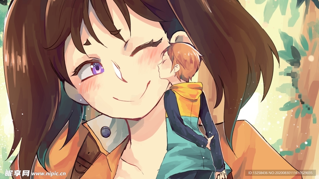 彩色动漫人物插画背景