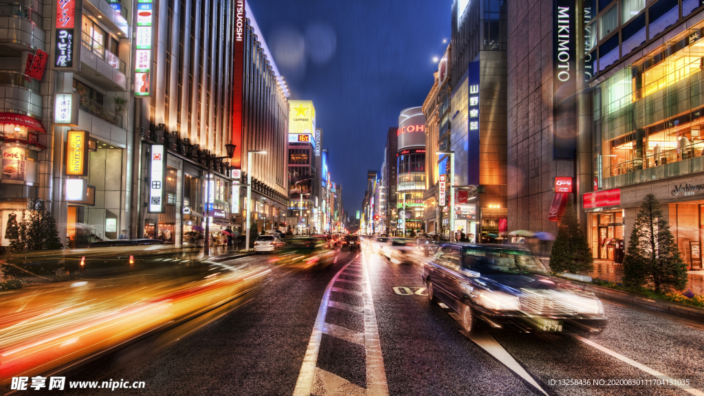 城市夜景灯光街道风景