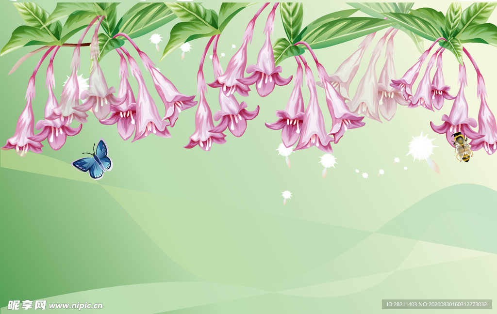 牵牛花装饰画蜜蜂小清晰