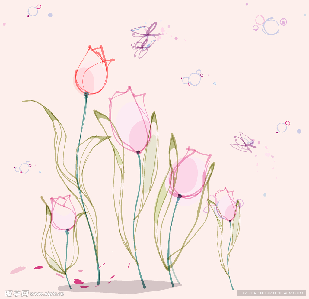玫瑰花彩绘素描