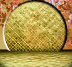 古代屏风墙壁金色砖