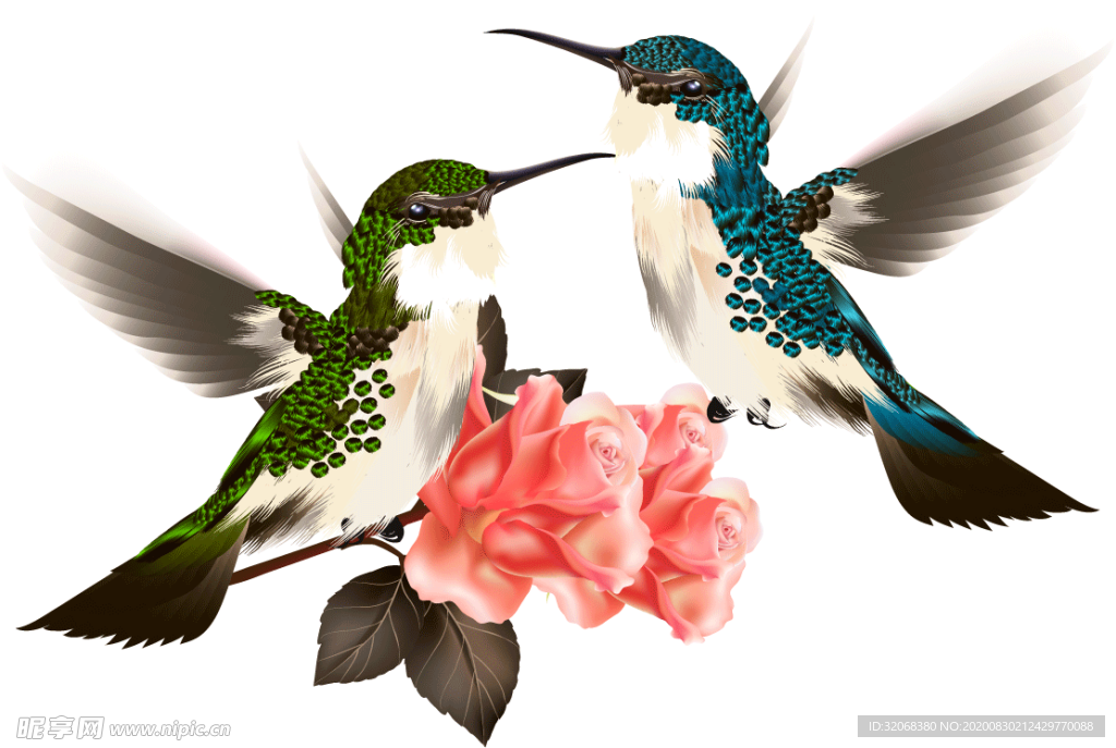 工笔花鸟背景墙装饰画