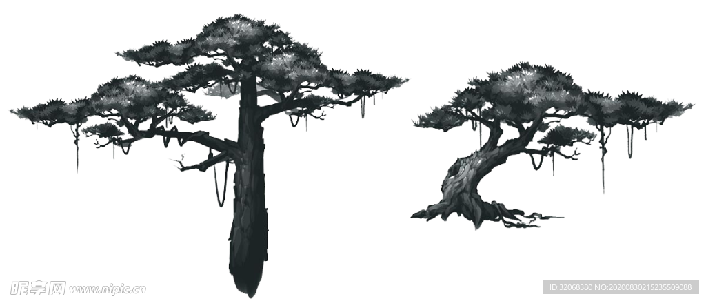 水墨中国风迎客松