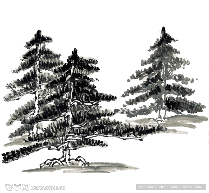 水墨中国风迎客松