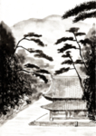 水墨中国风迎客松