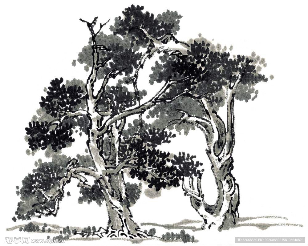 水墨中国风迎客松