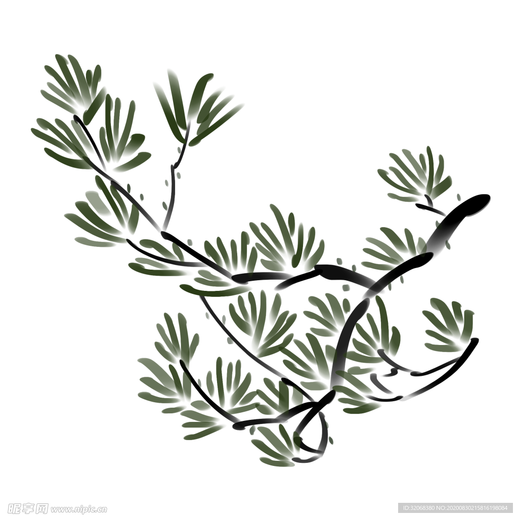 水墨中国风迎客松