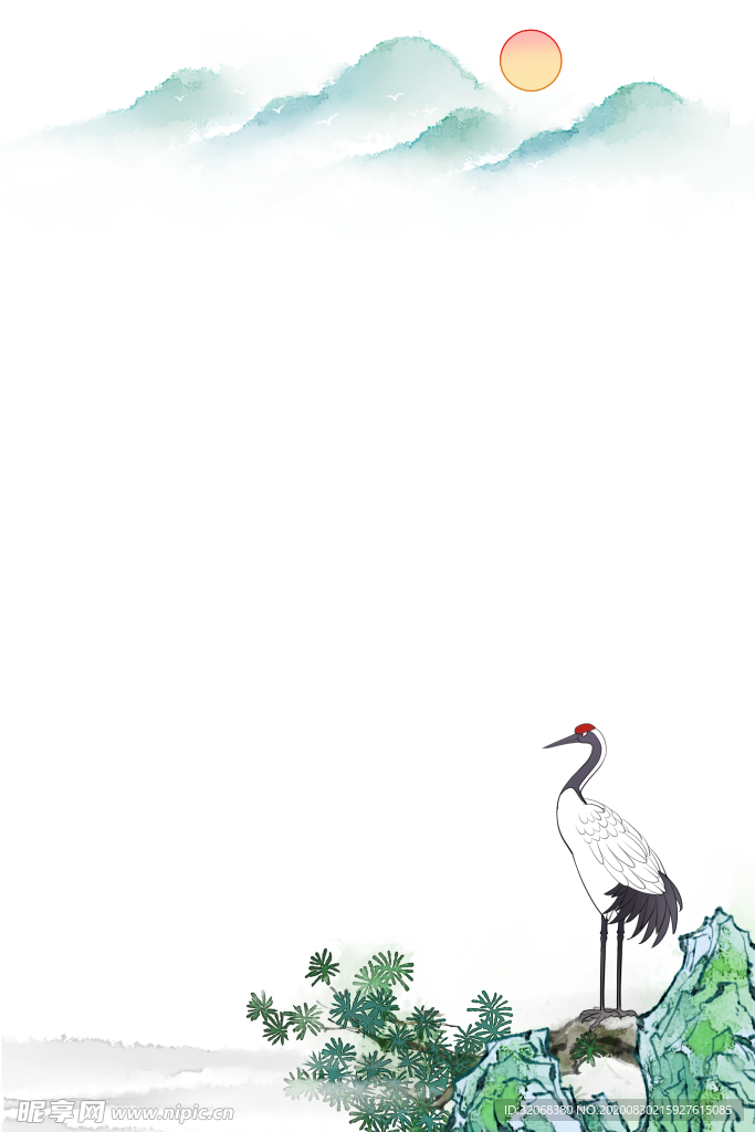 水墨中国风迎客松
