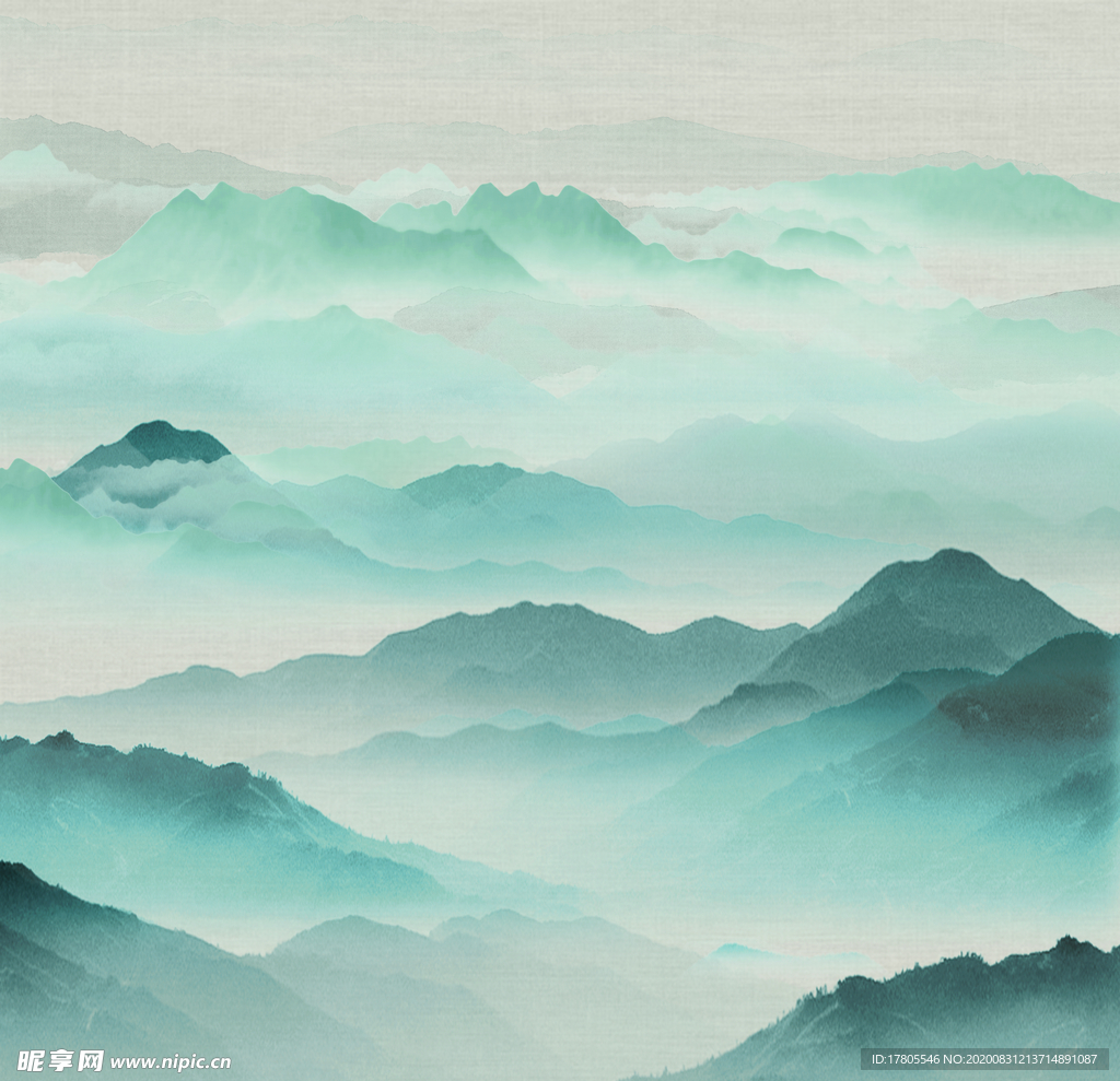 新中式背景墙 意境山水 新中式
