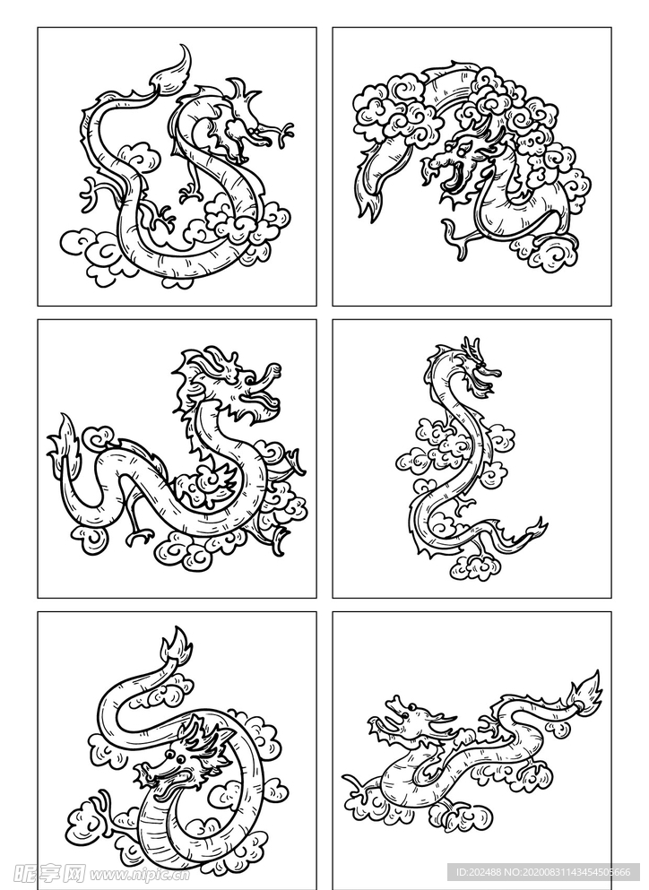 线描中国龙装饰