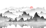 山水国风古风背景海报素材