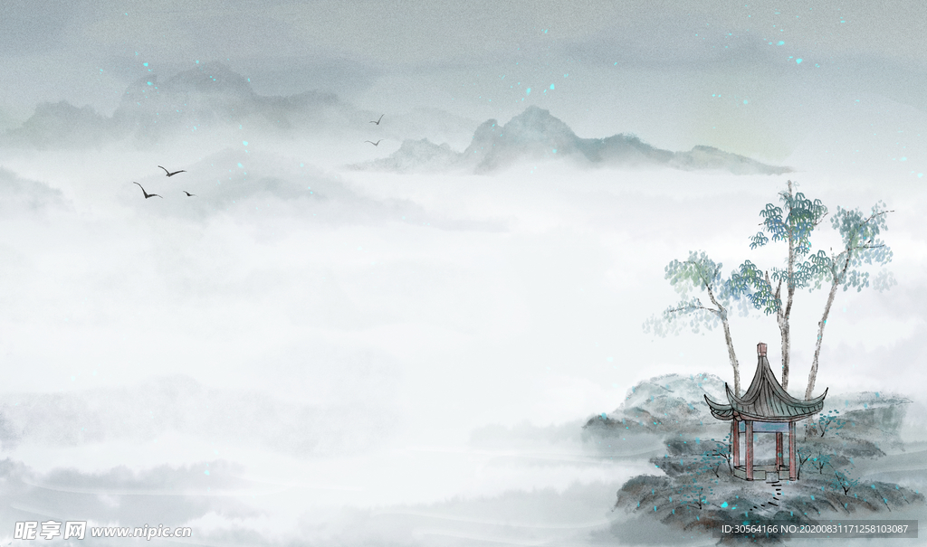 山水国风古风背景海报素材