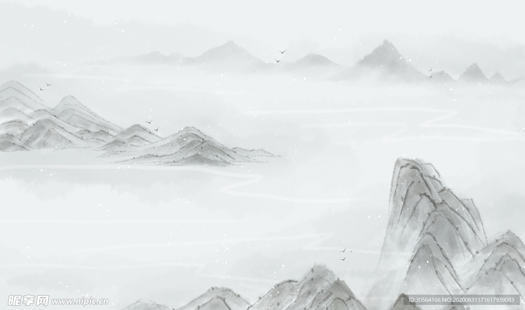 山水国风古风背景海报素材