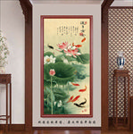 中式荷花玄关画