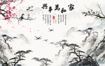 家和万事兴山水背景墙