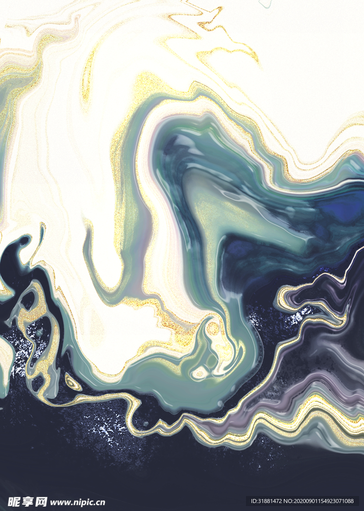 水墨玻璃质感鎏金背景