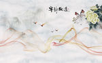 花鸟画牡丹背景墙