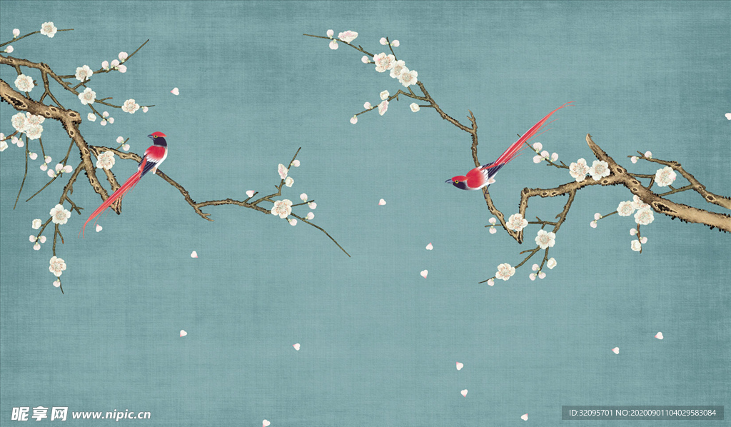 花鸟画 梅花 背景墙