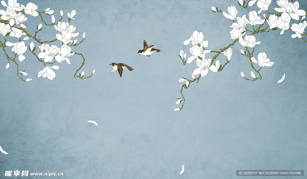 花鸟画背景墙