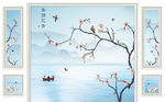 山水画 梅花 背景墙